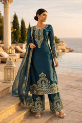Alluring Blue Jmc Silk Thread Work Plazo Suit