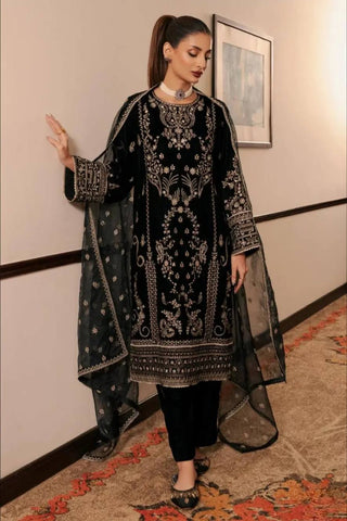 Charming Black Silk With Sequence Work Sharara Suit