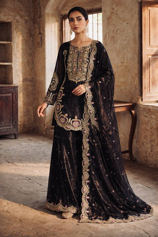 Beautiful Black Silk with Sequence Work Sharara Suit