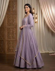 Lovely Lavender Georgette with Embroidery Anarkali Suit