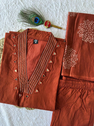 Exclusive Cotton Embroidery Work Kurti Suit