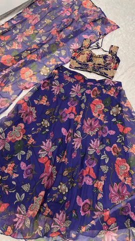 Beautiful Purple Tabby Silk Lehenga Choli