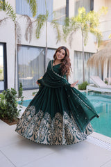 Lovely Wine Rangoli Crush with Multiwork Gown