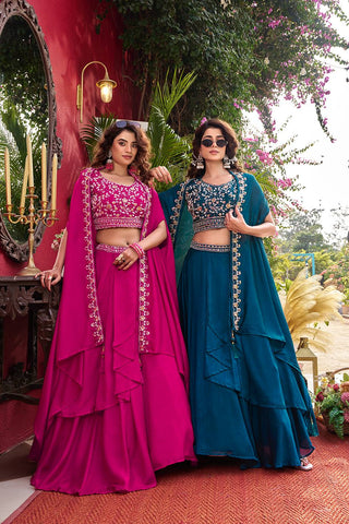 Pink Vichitra Silk Heavy Embroidery Lehenga Choli