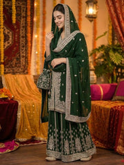 Beautiful Fuax Georgette with Heavy Sequin Work Sharara Suit