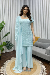 Exclusive Georgette Heavy Chine Sequence Work Palazzo Suit