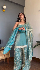 Lovely Fendy Silk with Thread Work Palazzo Suit