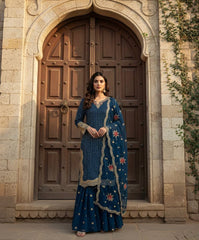 Fabulous Heavy Georgette Embroidery Sharara Suit