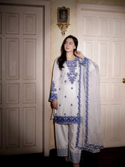 Adorable White Rayon Cotton Embroidery Work Sharara Suit