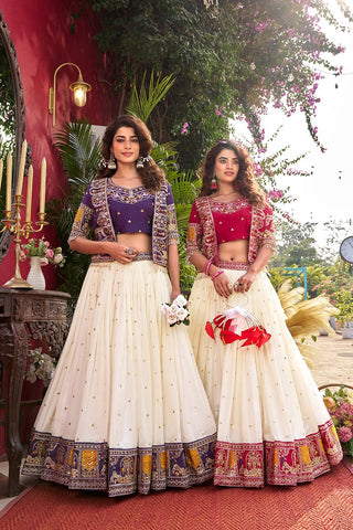 Outstanding Pure Vichitra Embroidery Work Lehenga Choli