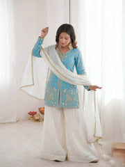 Function Wear Silk with Heavy Embroidery Palazzo Suit