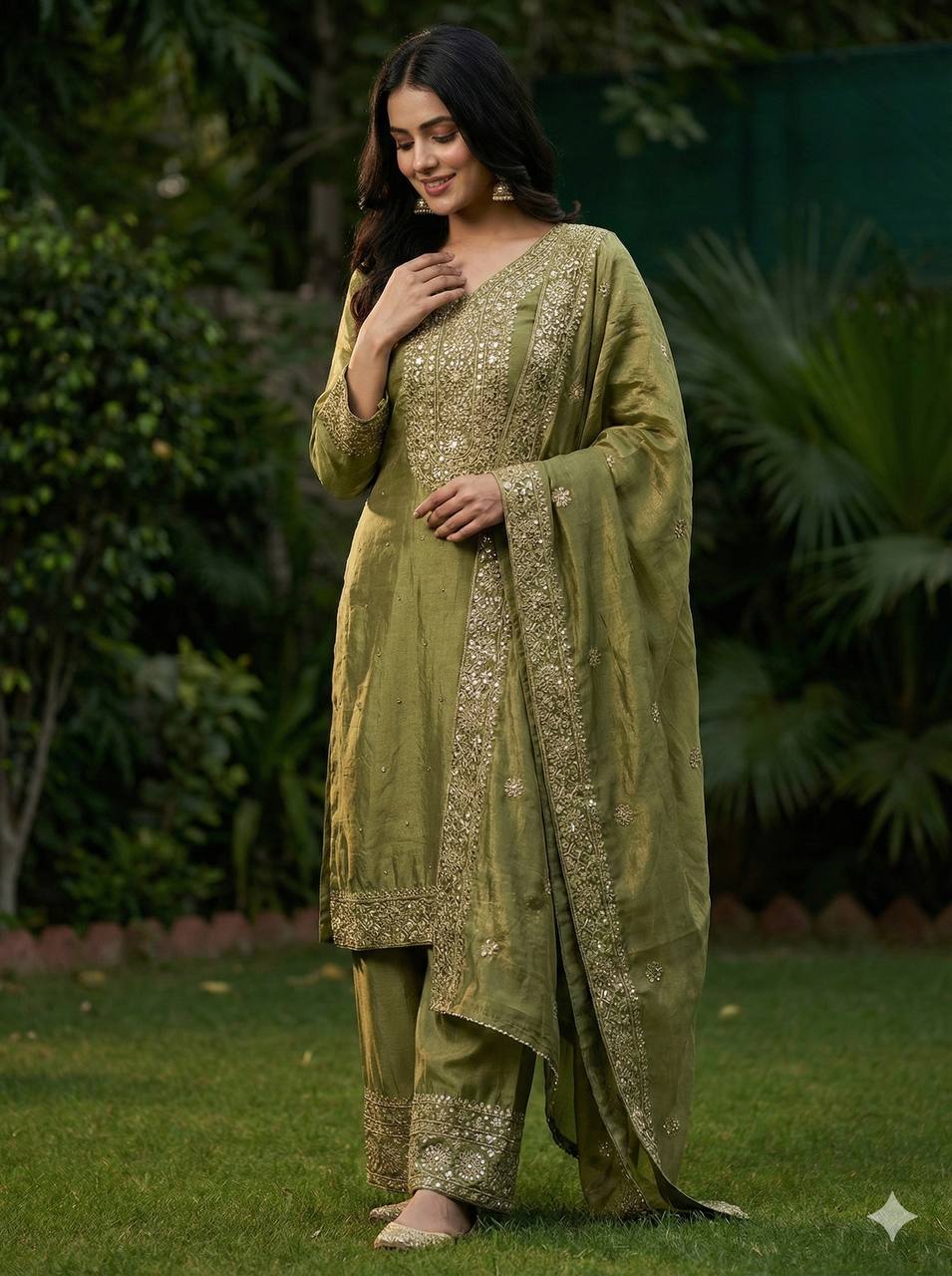 Amazing Pink Fendy Silk with Sequence Work Palazzo Suit