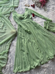 Amazing Pista Green Georgette Anarkali Work Suit