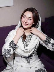 Adorable White Rayon Cotton Embroidery Work Sharara Suit