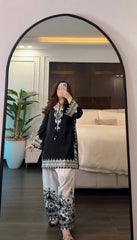 Exclusive Black Crep Silk with Embroidery Work Sharara Suit