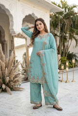 Attractive Heavy Roman Glass Work Palazzo Suit