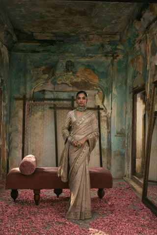 Precious Gold Crush Sequins Work Designer Saree