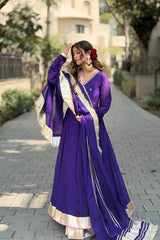 Lovely Purple Blooming Fabric with Sequins Work Sharara Suit
