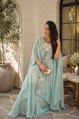 Stunning Blue Teby Silk with Embroidery Sequence Lehenga