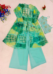 Lovely Green  Georgette Embroidery Work Sharara Suit