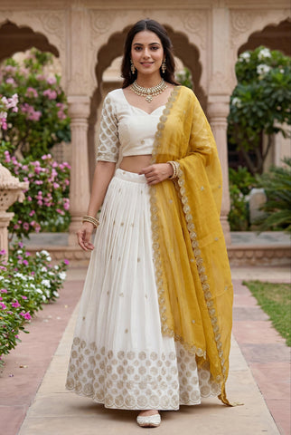 Exclusive Red Chinon Embroidery Party Wear Lehenga Choli