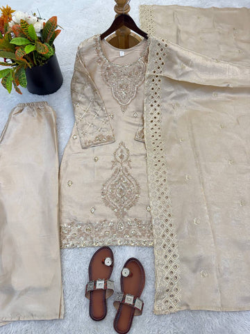 Ravishing Silk Embroidery Beads Work Sharara Suit