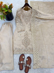 Ravishing Silk Embroidery Beads Work Sharara Suit
