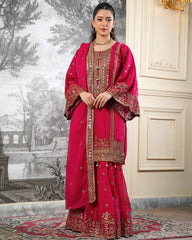 Alluring Black Silk with Sequence Work Sharara Suit