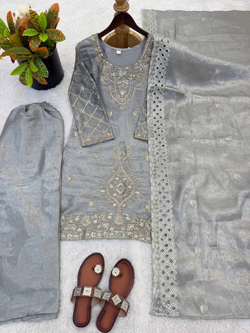 Ravishing Silk Embroidery Beads Work Sharara Suit