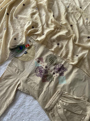 Exclusive Beige Pure Cotton Embroidery Work Suit