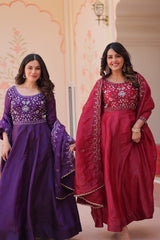 Pretty Beads Embroidery Work Gold Crush Fabric Gown