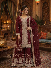 Beautiful Fuax Georgette with Heavy Sequin Work Sharara Suit