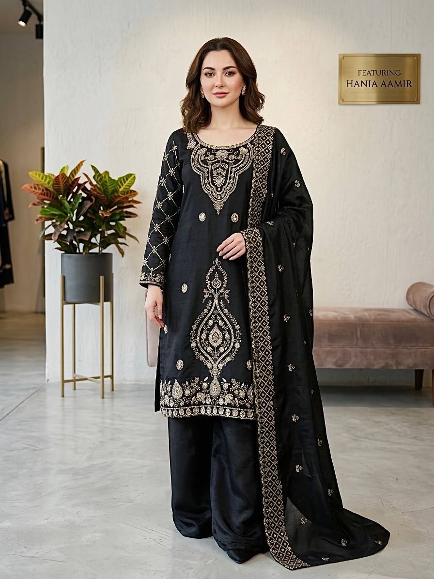 Ravishing Silk Embroidery Beads Work Sharara Suit