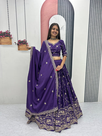 Gorgeous Crepe Silk Heavy Embroidery Lehenga