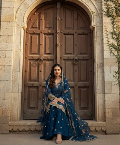 Fabulous Heavy Georgette Embroidery Sharara Suit