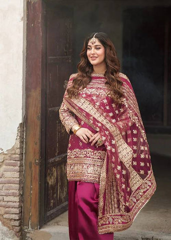 Luxuriant Maroon Natural Crep with Thread Work Sharara Suit