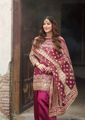 Luxuriant Maroon Natural Crep with Thread Work Sharara Suit