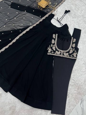 Elegant Georgette with Fancy Work Anarkali Gown