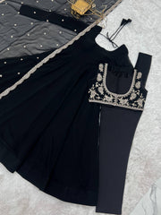 Elegant Georgette with Fancy Work Anarkali Gown