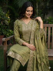 Amazing Pink Fendy Silk with Sequence Work Palazzo Suit