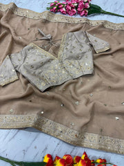 Precious Gold Crush Sequins Work Designer Saree