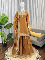 Glorious Mustard Mul Chanderi Palazzo Set