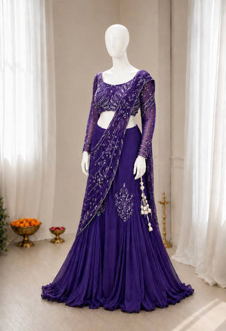 Amazing Purple Embroidey Sequins Work Lehenga Choli