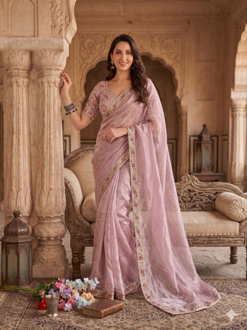Exclusive Black Burberry Silk with Beads Work Saree