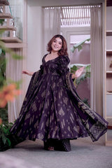 Attractive Purple Digital Print Work Anarkali Suit