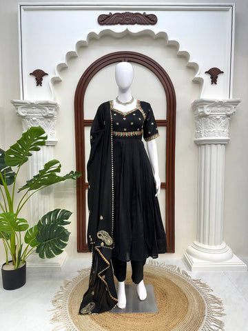 Designer Black Color Anarkali Style Suit Set