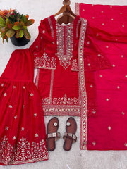 Alluring Black Silk with Sequence Work Sharara Suit