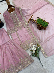 Alluring Black Silk with Sequence Work Sharara Suit
