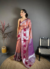 Amazing Blue Silk Weaving Saree