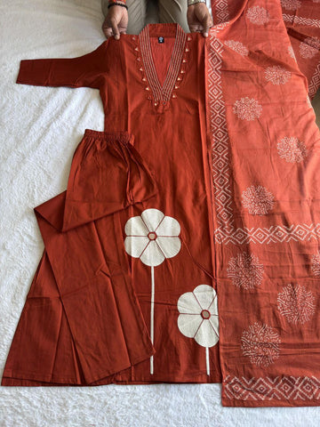 Exclusive Cotton Embroidery Work Kurti Suit